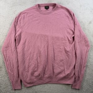 J Crew Sweater Mens XL Pink 100% Cashmere Knit Crewneck Pullover Soft